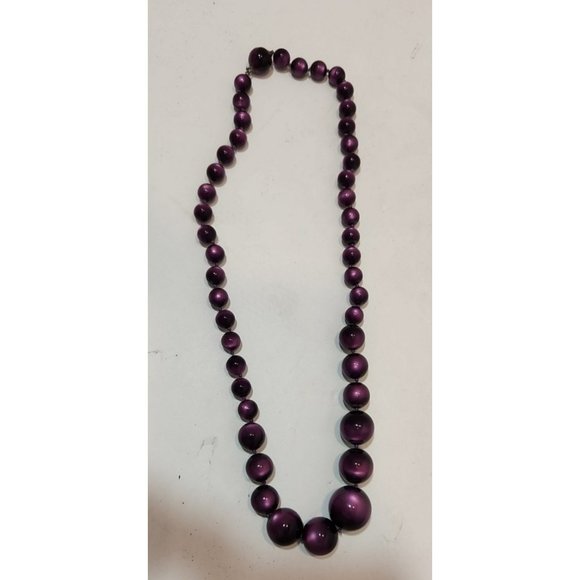 Vtg Plum Purples Frosted Graduated Beads Necklace 10" - Picture 6 of 7